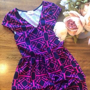 Everly Geometric Pink and Blue Dress